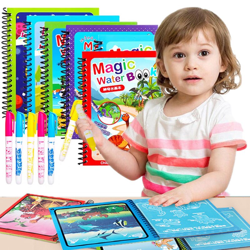 Reusable Water Magic Coloring Book - Montessori ของเล่นสมุดระบายสีแบบใช้ซ้ําได้ Magic หนังสือภาพวาด Magic Book