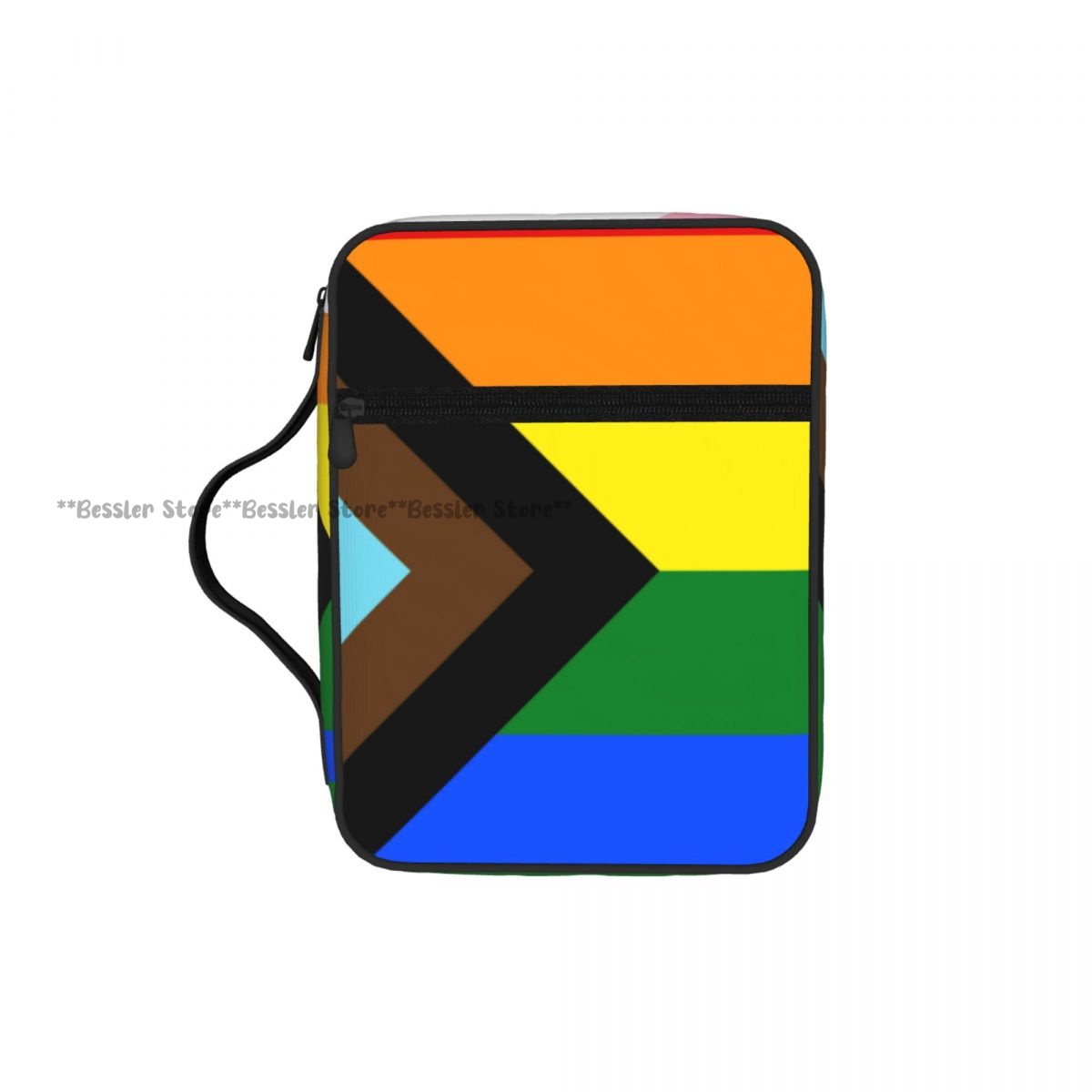 Books - กระเป๋าใส่พระคัมภีร์พร้อมหูหิ้ว ซิป ช่องใส่ของ ลายธง Progress Pride