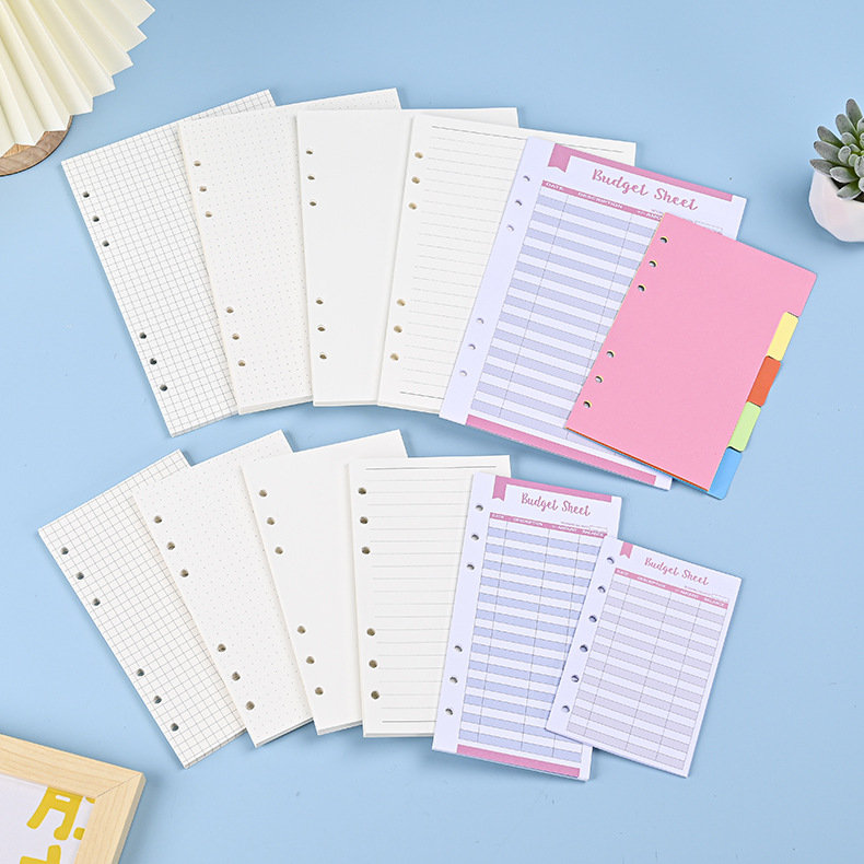 A5 Spiral Dotted Grid Notebook - สมุด A5 A6ใบหลวมเติมกระดาษสมุดเกลียวประสานเส้นหน้ากระดาษลายตารางจุดภายในเครื่องเขียน