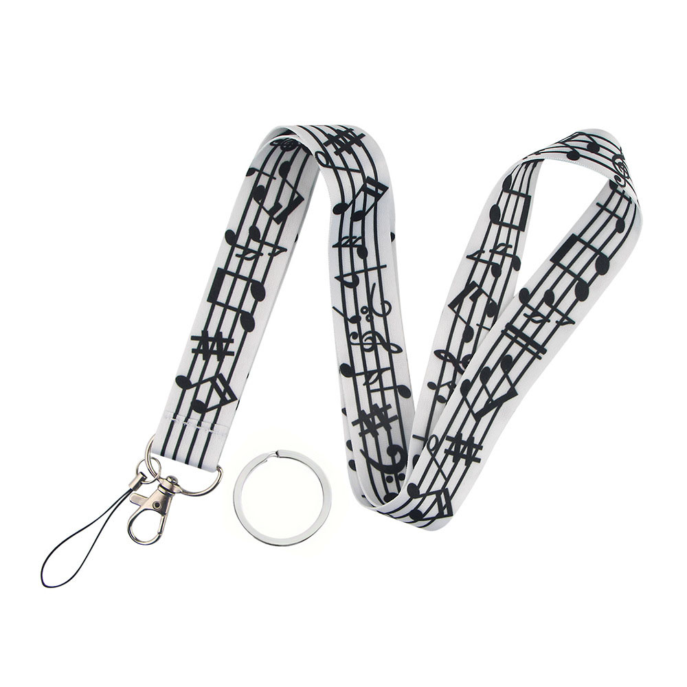 Blank Sheet Music Notebook - โน้ตดนตรี Lanyards สําหรับคีย์สายคล้องคอ ID ผู้ถือบัตรแขวนเชือกโทรศัพท์มือถือสายคล้องพวงกุญแจที่ใส่กุญแจพวงกุญแจอุปกรณ์เสริม