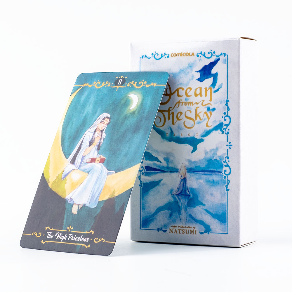 Tarot Deck With Guidebook - 10.3*6 ซม. ชุดไพ่ทาโรต์สีน้ำวาดด้วยมือ - มหาสมุทรจากท้องฟ้า 78