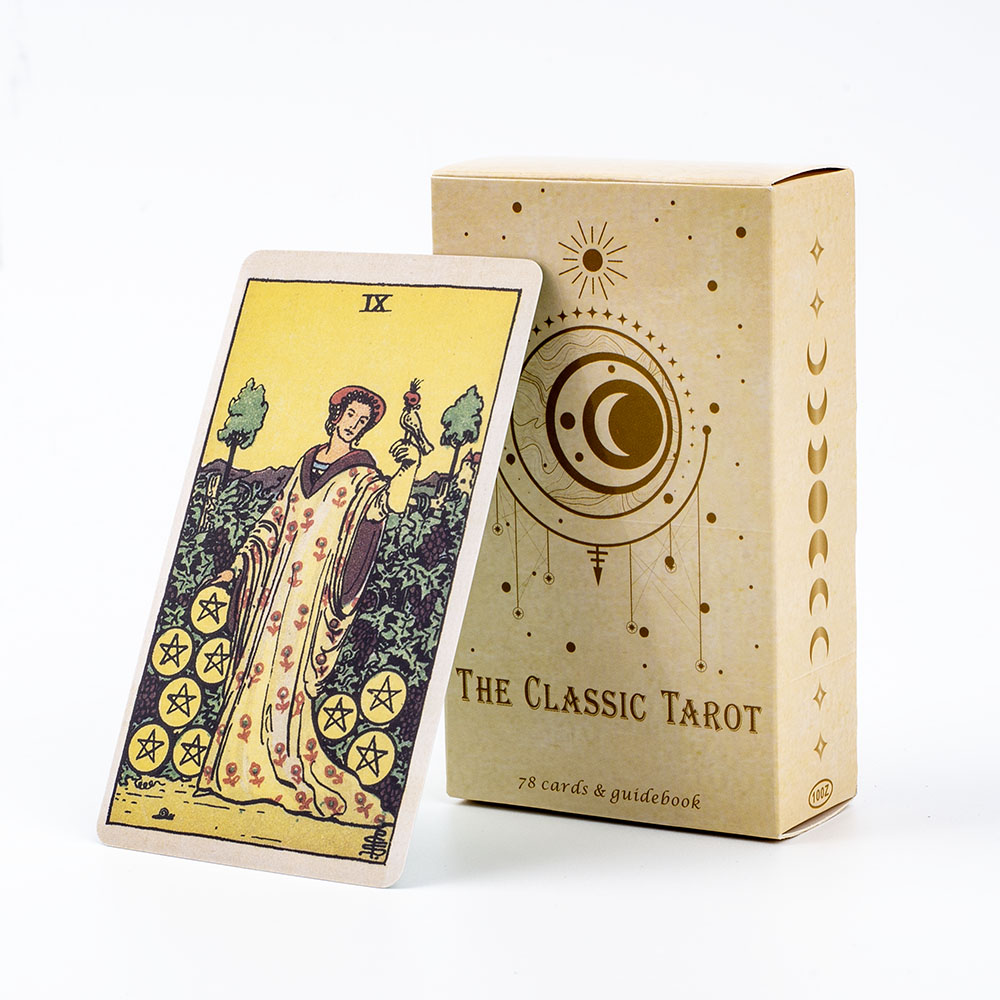Tarot Deck With Guidebook - เกมกระดานไพ่ทาโรต์คลาสสิกสําหรับผู้เริ่มต้น 78 ชิ้น 10.4x6.1 ซม. การ์ด