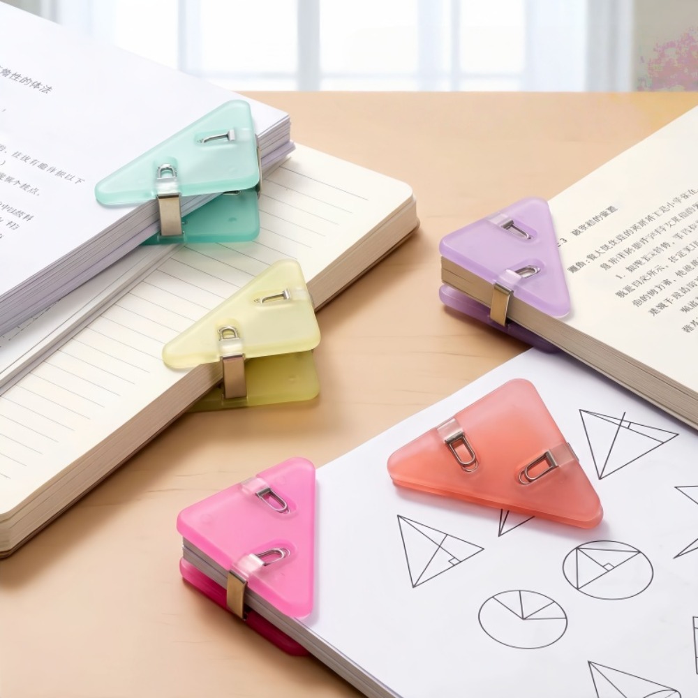 Stationery Books - ชุดคลิปหนีบมุมสีขนาดเล็กสามารถนำกลับมาใช้ใหม่ได้สำหรับแฟ้ม สมุดโน้ต กระดาษทดสอบ ตัวป้องกันมุมหนังสือ อุปกรณ์เครื่องเขียนสำนักงาน