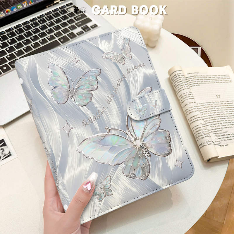 Kpop Photo Card Binder 3 Inch - สีเงินผีเสื้อสีรุ้ง A5 การ์ด Binder กันน้ํา Kpop