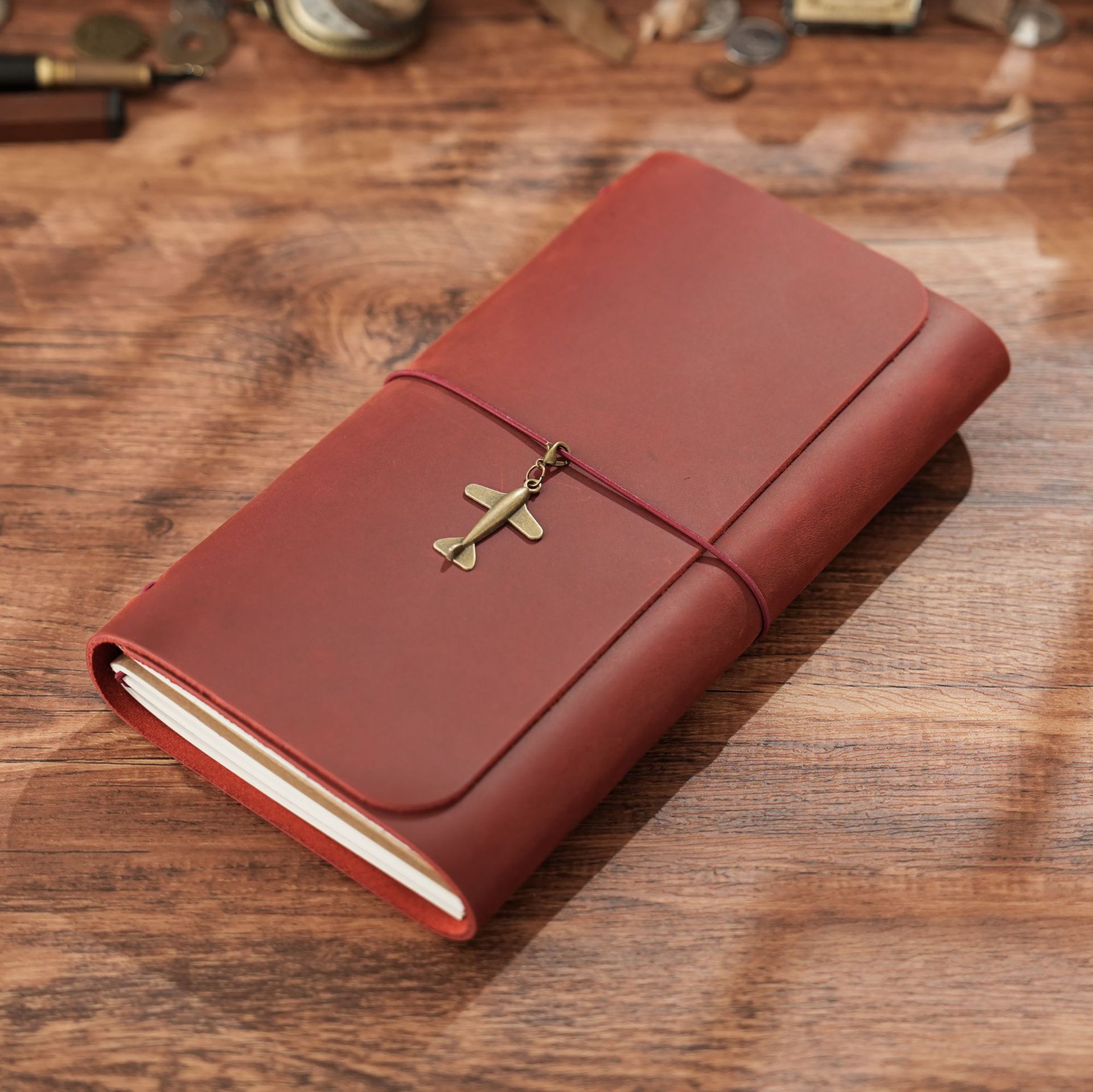 Vintage Leather Journal Notebook - สินค้ามาใหม่ สมุดบันทึกนักเดินทางแบบพับสามตอน หนังวัวแท้ สมุดบันทึกวินเทจ สมุดจดบันทึกสร้างสรรค์ ขนาด