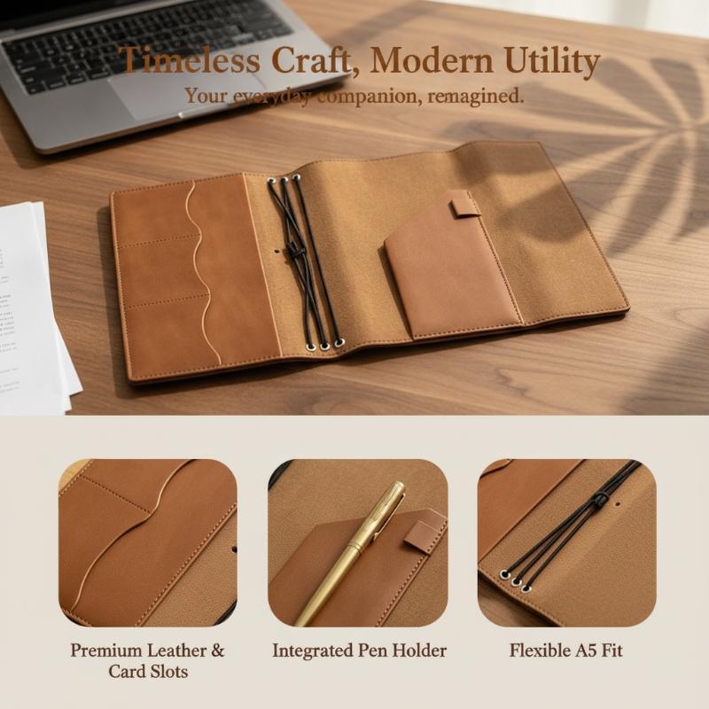 Vintage Leather Journal Notebook - สมุดบันทึกหนังแท้แบบเติมได้สไตล์วินเทจ ขนาดกะทัดรัด สำหรับนักเรียน นักศึกษา ทำงาน และจดบันทึก