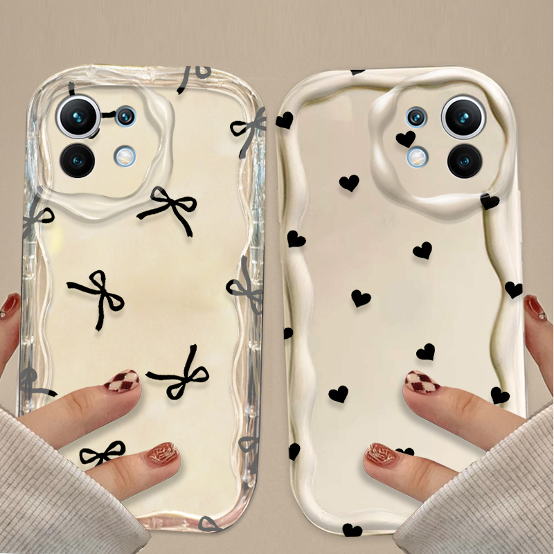 Magazines - เคสลายโบว์สีดำรูปหัวใจสำหรับ Xiaomi POCO X7 X6 X5