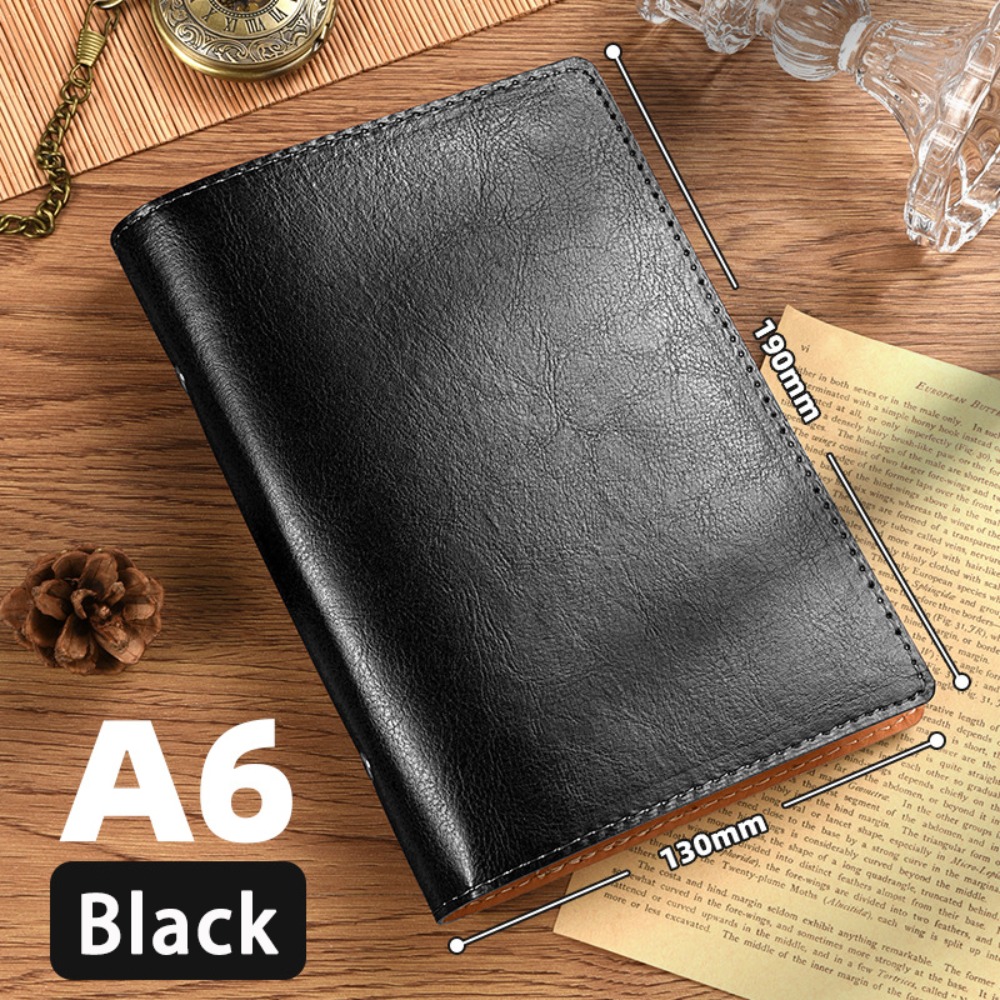 Vintage Leather Journal Notebook - สมุดบันทึกวินเทจ A5/A6 แบบถอดได้ ปกหนัง PU สำหรับเดินทาง