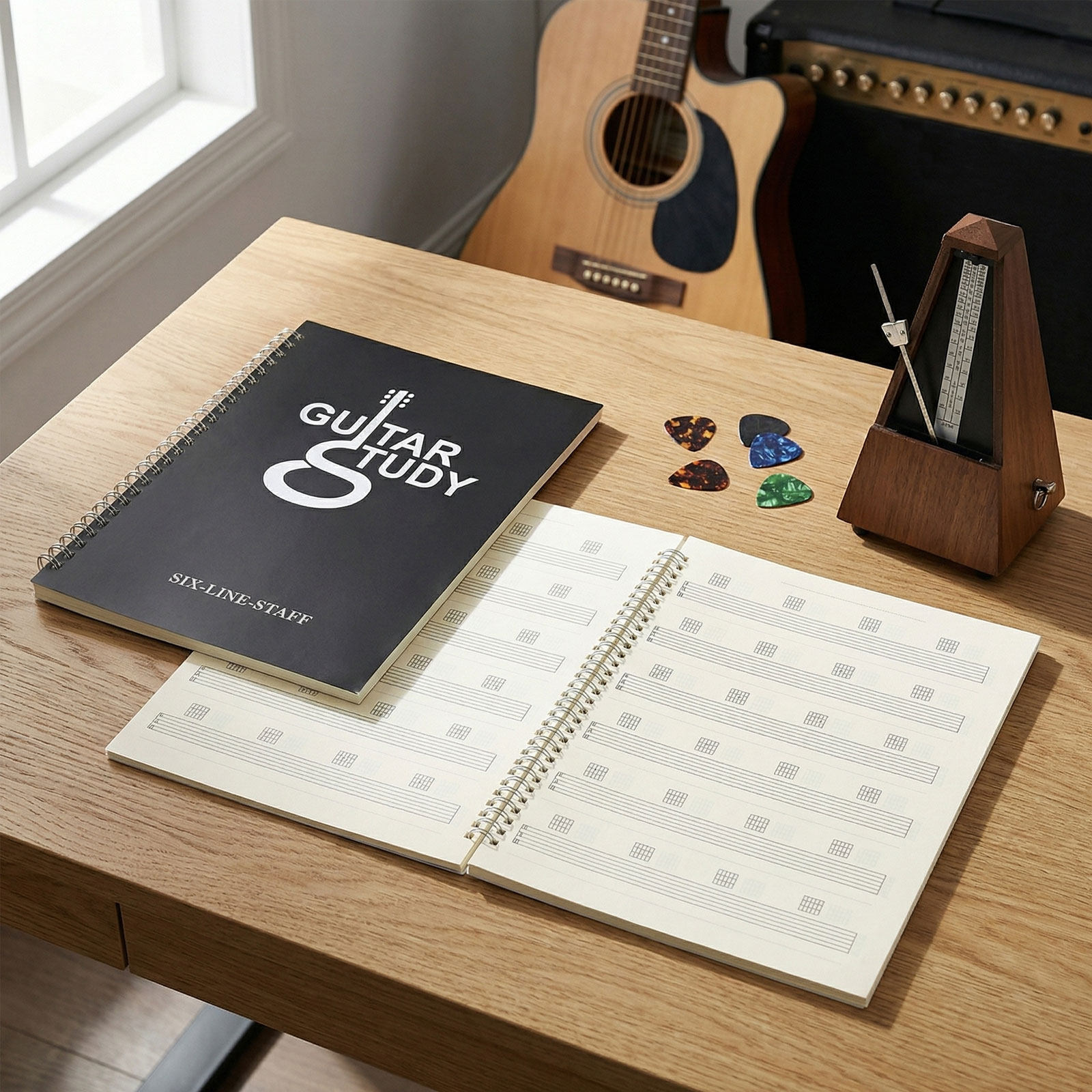สมุดโน้ตเพลงกีตาร์ 2 ชิ้น กระด - Blank Sheet Music Notebook บทวิจารณ์และราคา