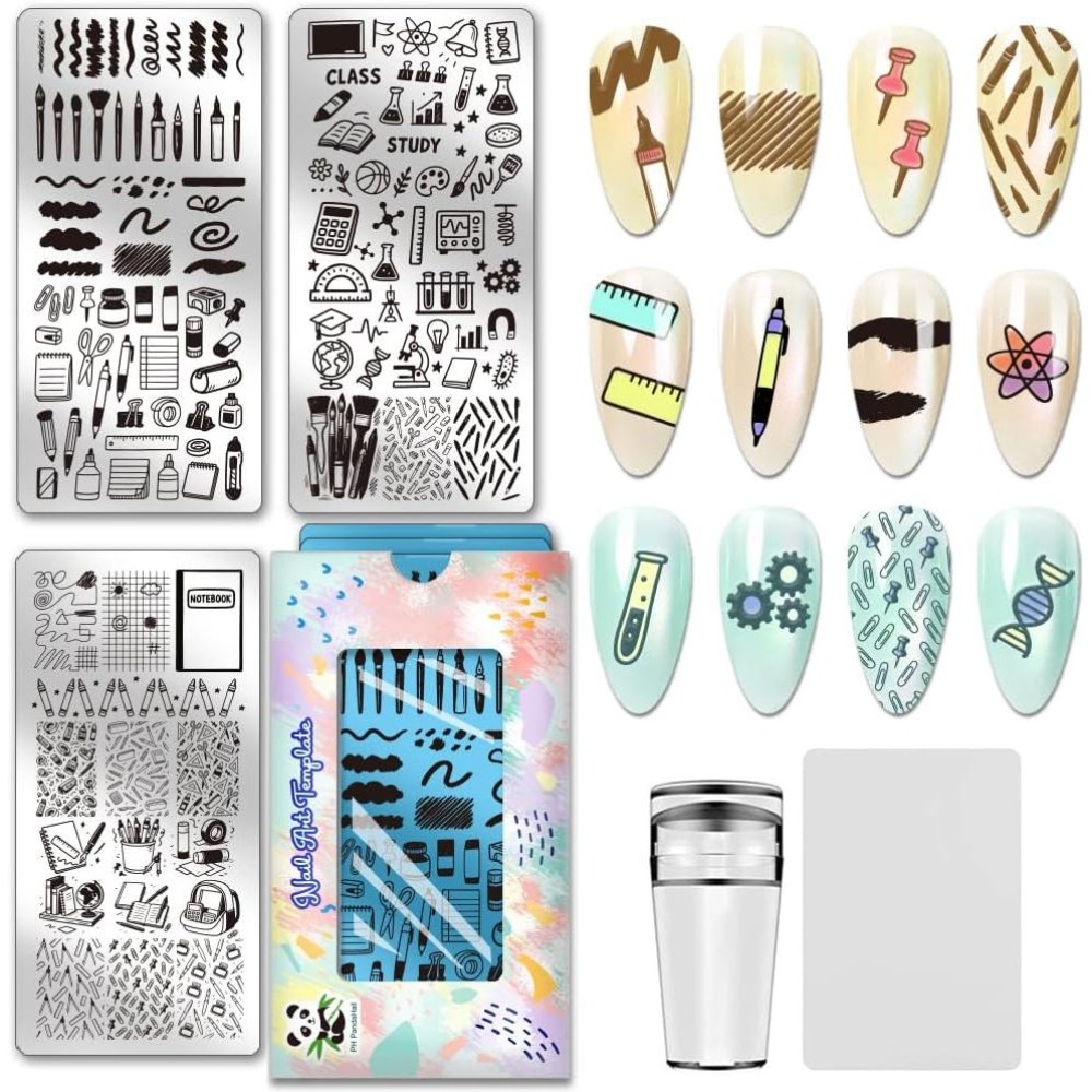 แผ่นปั๊มลายเล็บ 3 ชิ้น พร้อมปา - Stationery Books บทวิจารณ์และราคา