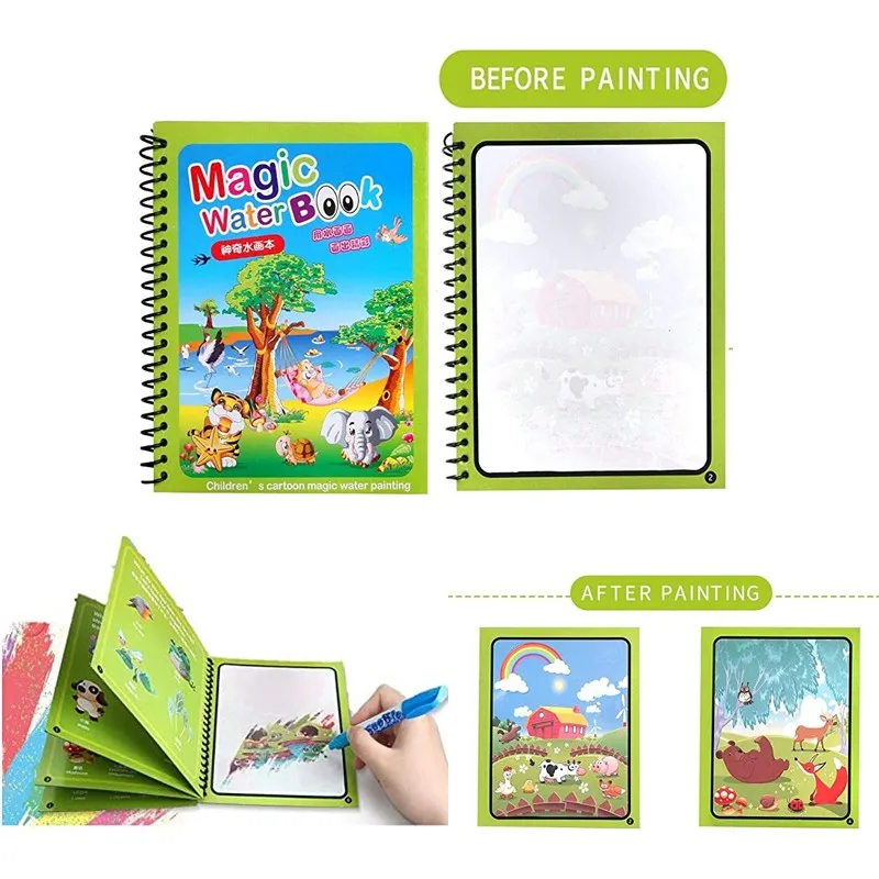 1 PC Magic สมุดระบายสีน้ํา Mon - Reusable Water Magic Coloring Book บทวิจารณ์และราคา