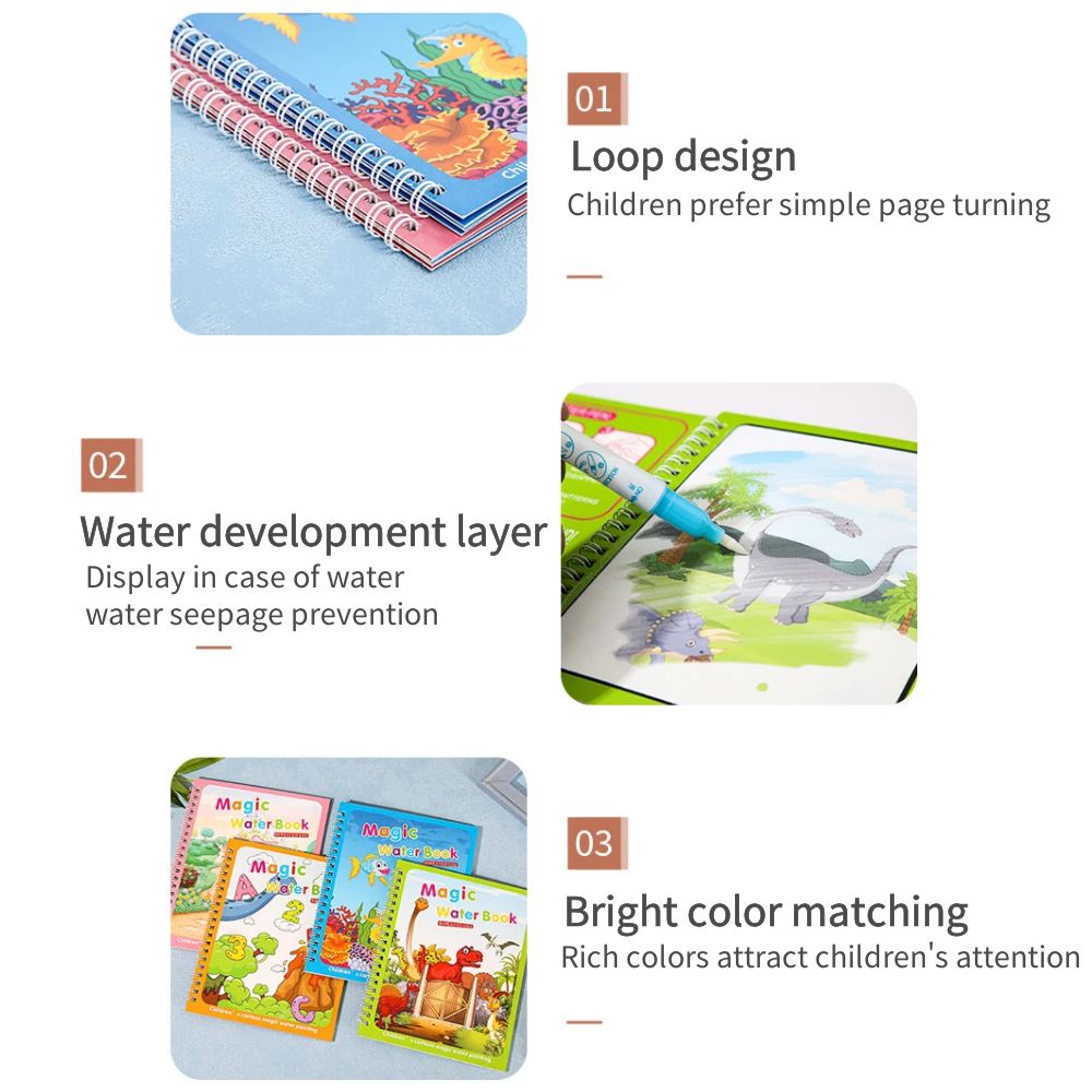 Magical Book น้ําวาด Montessor - Reusable Water Magic Coloring Book บทวิจารณ์และราคา