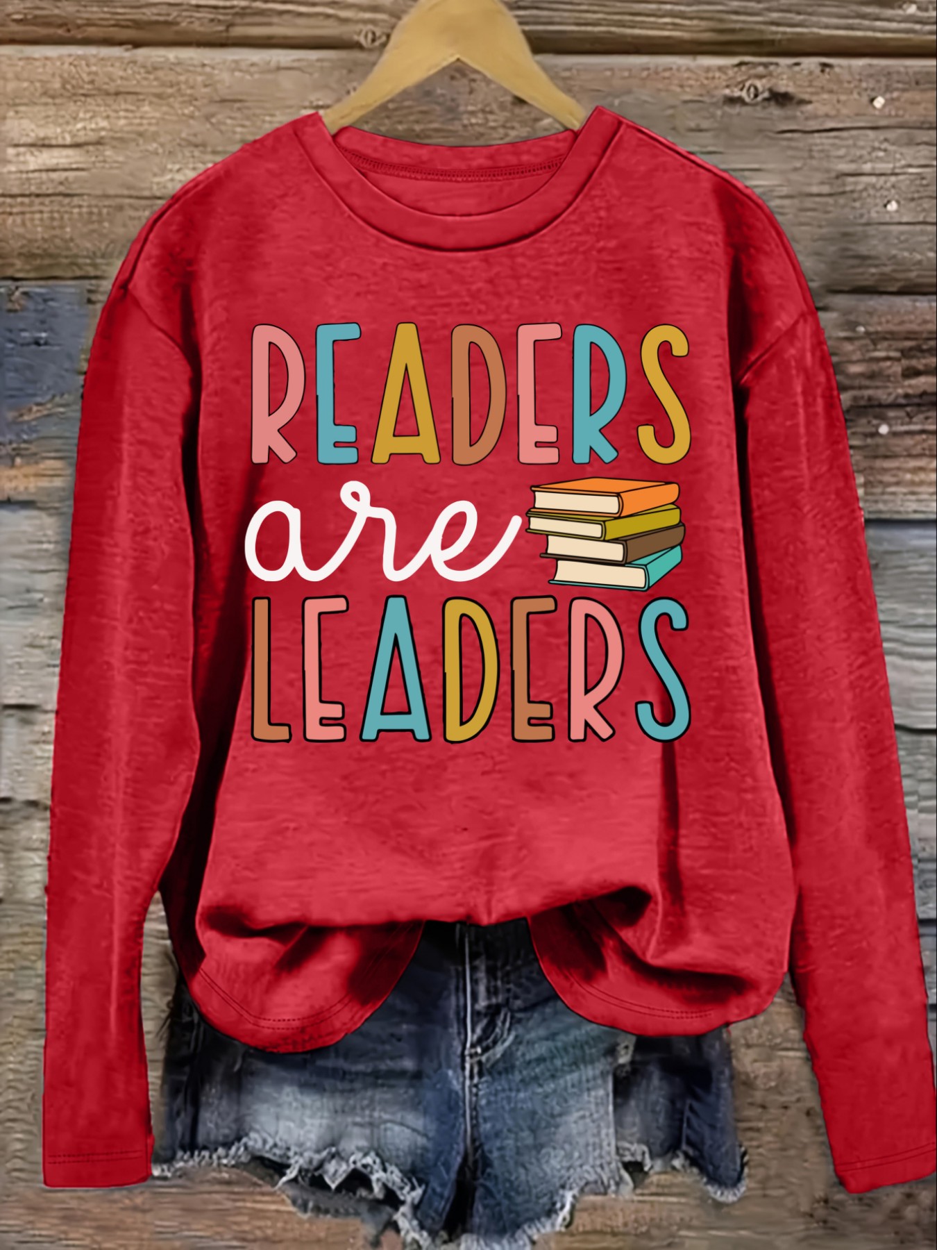 เสื้อยืดแขนยาวคอกลมลำลองสำหรับ - Books บทวิจารณ์และราคา