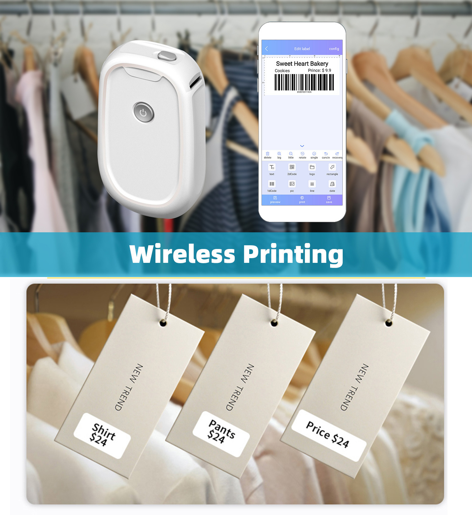 ไร้สายแบบพกพาเครื่องมินิพ็อกเก - Mini Pocket Thermal Printer Paper Roll บทวิจารณ์และราคา