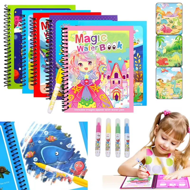 สมุดวาดภาพน้ำวิเศษพร้อมปากกาน้ - Reusable Water Magic Coloring Book บทวิจารณ์และราคา