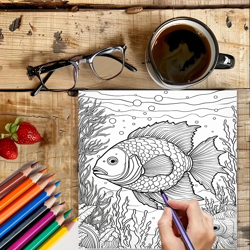 สมุดระบายสีใต้น้ำสำหรับผู้ใหญ่ - Adult Coloring Book Stress Relief บทวิจารณ์และราคา