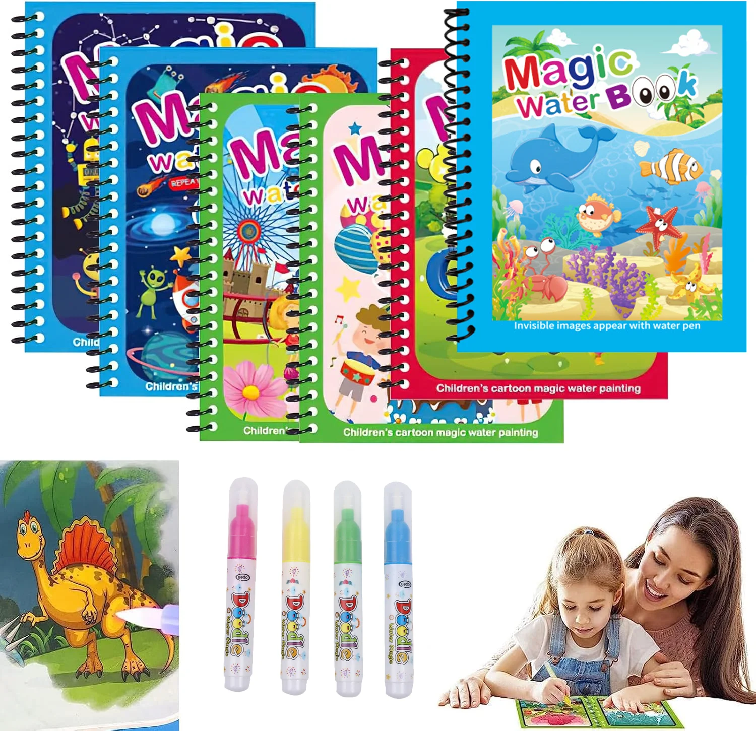 สมุดระบายสีน้ำแบบใช้ซ้ำได้พร้อ - Reusable Water Magic Coloring Book บทวิจารณ์และราคา