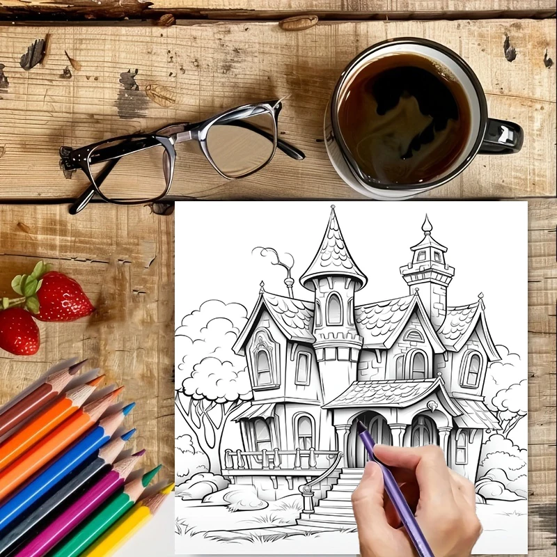 สมุดระบายสีบ้านผีสิงสำหรับผู้ใ - Adult Coloring Book Stress Relief บทวิจารณ์และราคา