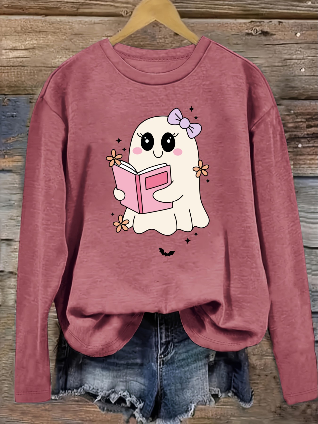 เสื้อยืดแขนยาวคอกลมลำลองสำหรับ - Books บทวิจารณ์และราคา