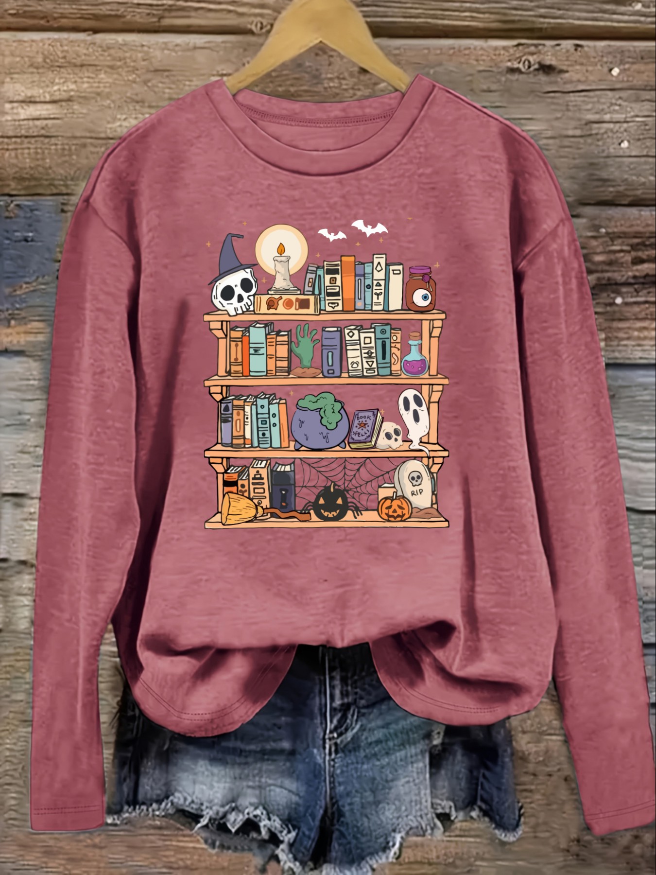 เสื้อยืดแขนยาวคอกลมลำลองสำหรับ - Books บทวิจารณ์และราคา