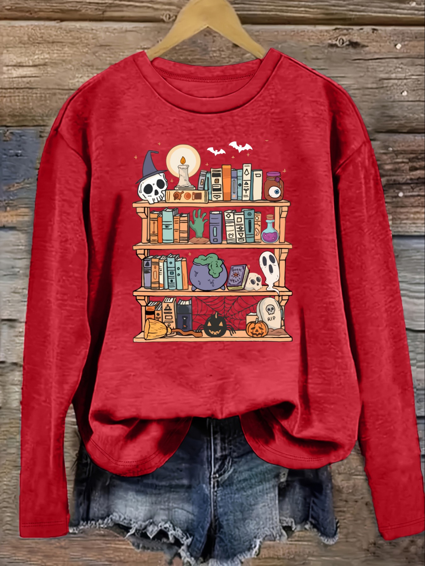 เสื้อยืดแขนยาวคอกลมลำลองสำหรับ - Books บทวิจารณ์และราคา