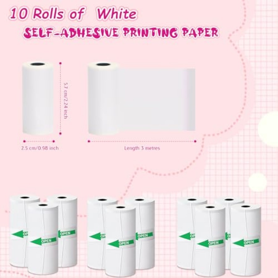 กระดาษสติกเกอร์ความร้อน 10 ม้ว - Mini Pocket Thermal Printer Paper Roll บทวิจารณ์และราคา