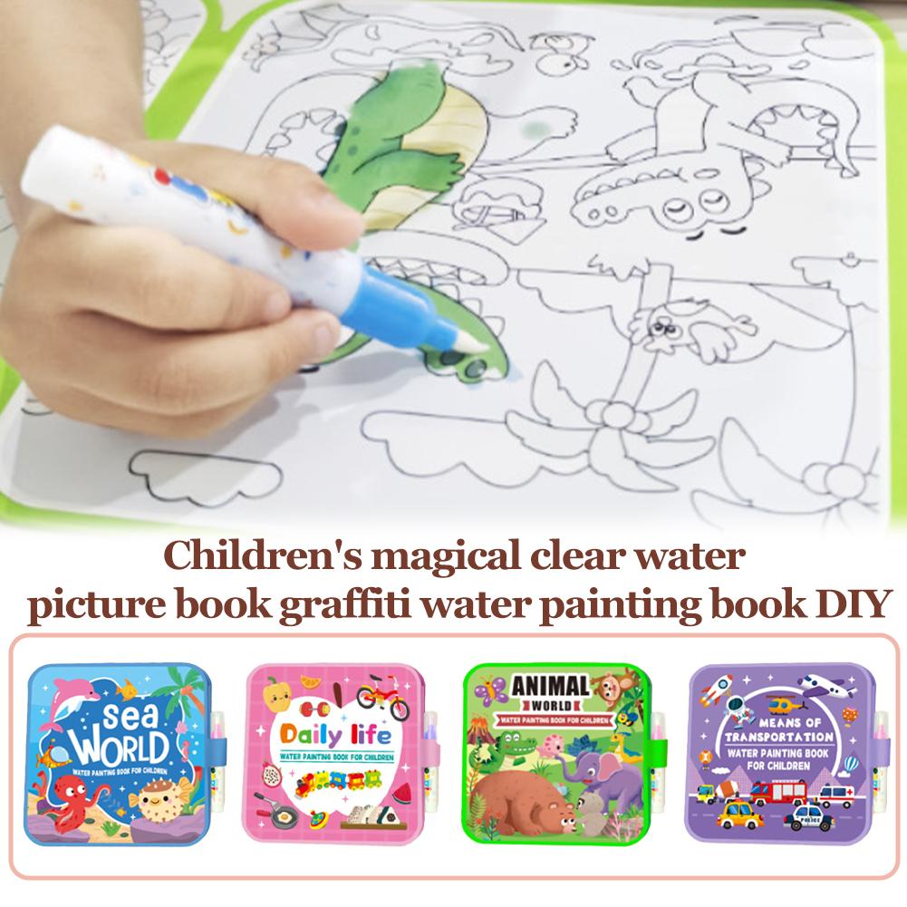 สมุดระบายสีน้ำแบบพับได้สำหรับเ - Reusable Water Magic Coloring Book บทวิจารณ์และราคา