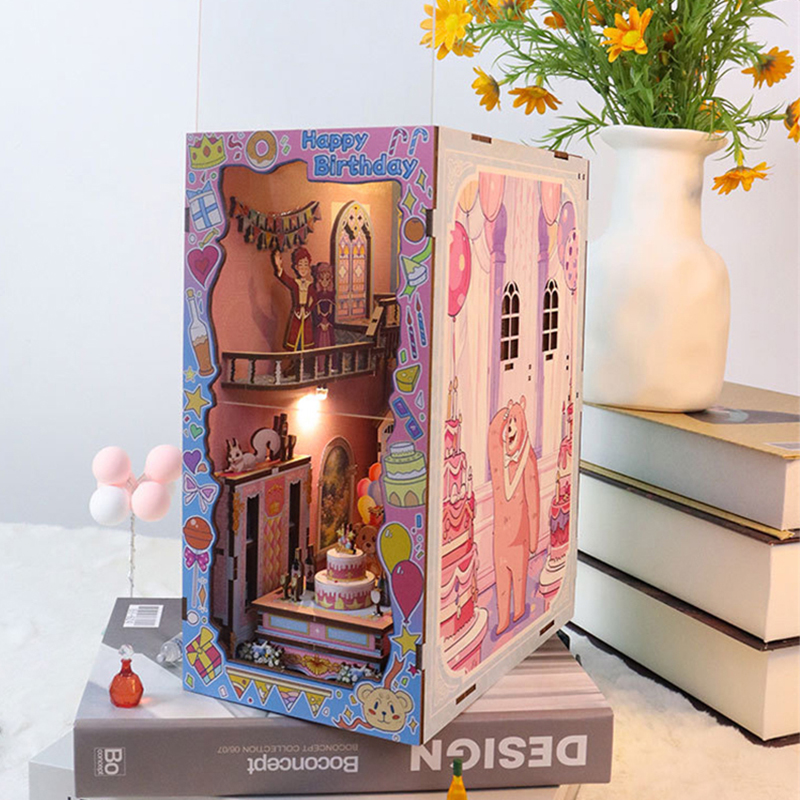 DIY หนังสือไม้ Nook ชั้นวางชุด - Diy Wooden Book Nook Kit Shelf Insert บทวิจารณ์และราคา
